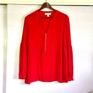 MICHAEL Michael Kors Red Long Sleeve Relaxed Blouse